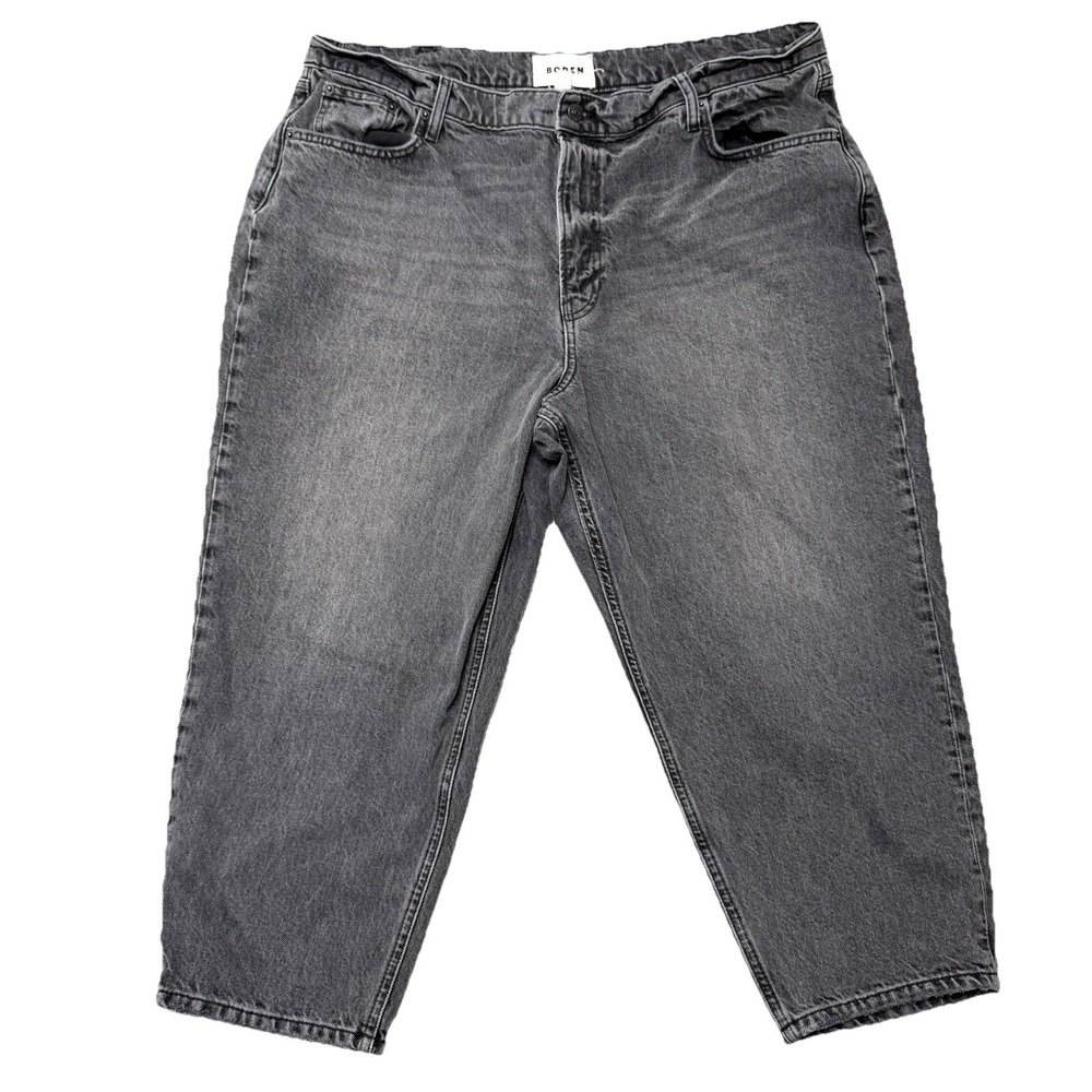 Boden Womens Plus Size 34 x 28 Black Straight Boyfriend Jeans‎ Cropped Denim